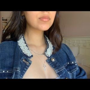 Chico’s Pearl Collar Denim Jacket size 2 🤍